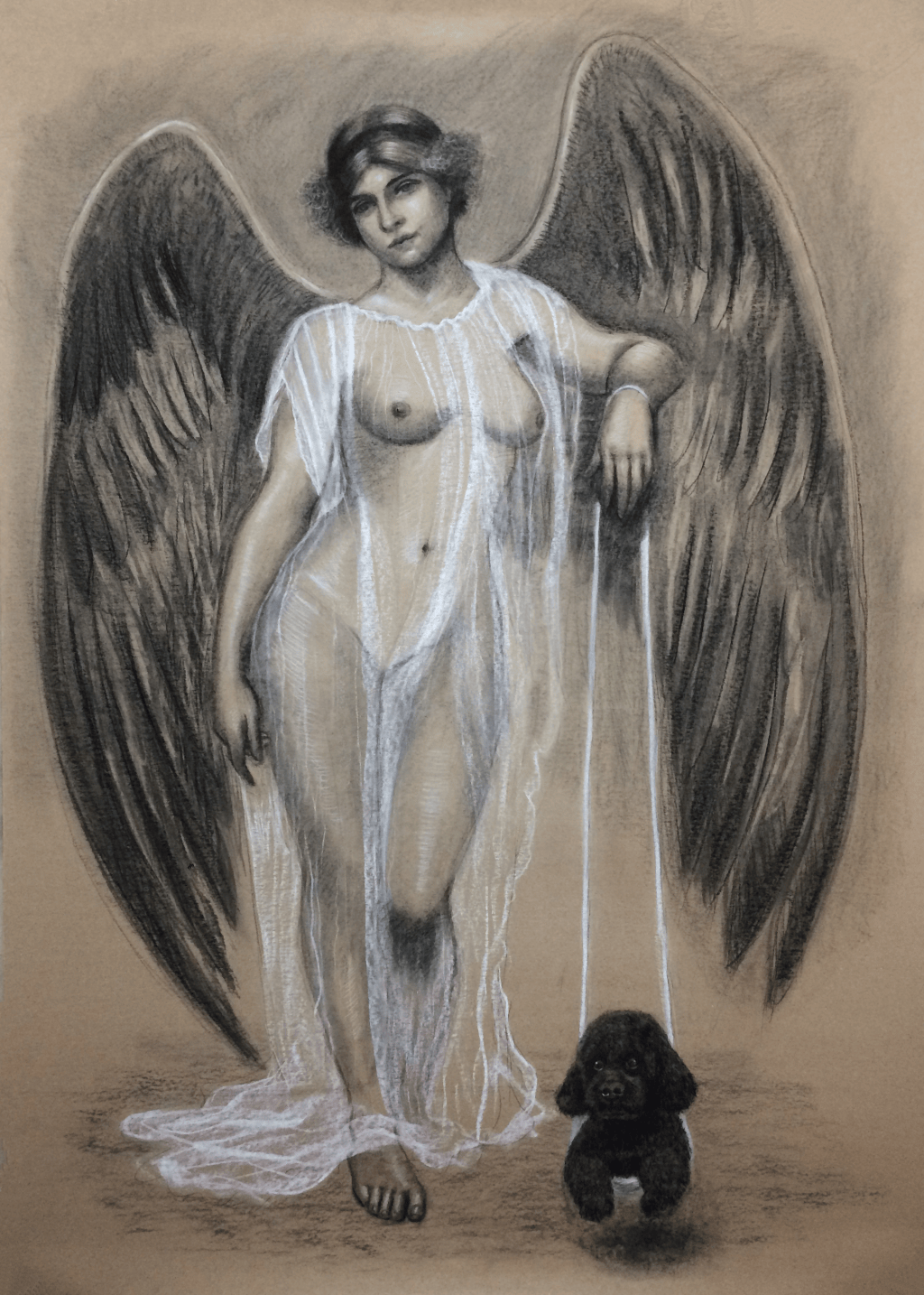 The Dog’s Angel – Symbolist Figurative&nbsp;Drawing