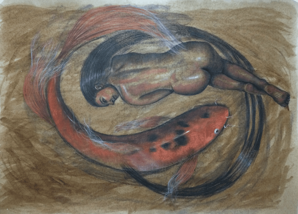 The Enchantress Naiad – Symbolist Figurative&nbsp;Drawing